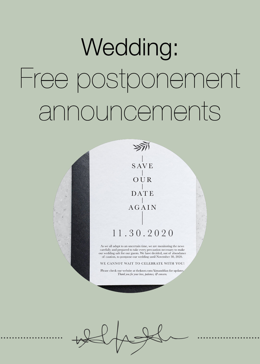 Wedding postponement announcement deals